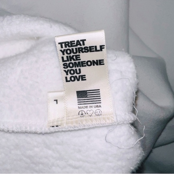 MADHAPPY Solid White Oversized Crewneck Sweatshirt w Raw Hem 100% COTTON Unisex - Picture 14 of 15